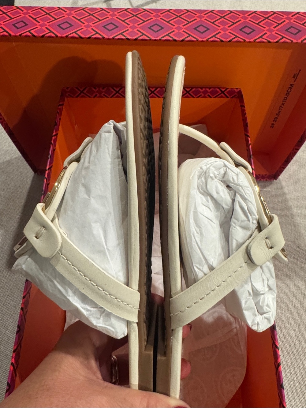 Tory Burch Bleach Metal Miller Calf Leather Sandals Size 6 with box and dust bag - Picture 5 of 10